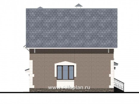 Проект дома с мансардой из газобетона «Оптима», планировка 3 спальни, с гаражом - превью фасада дома