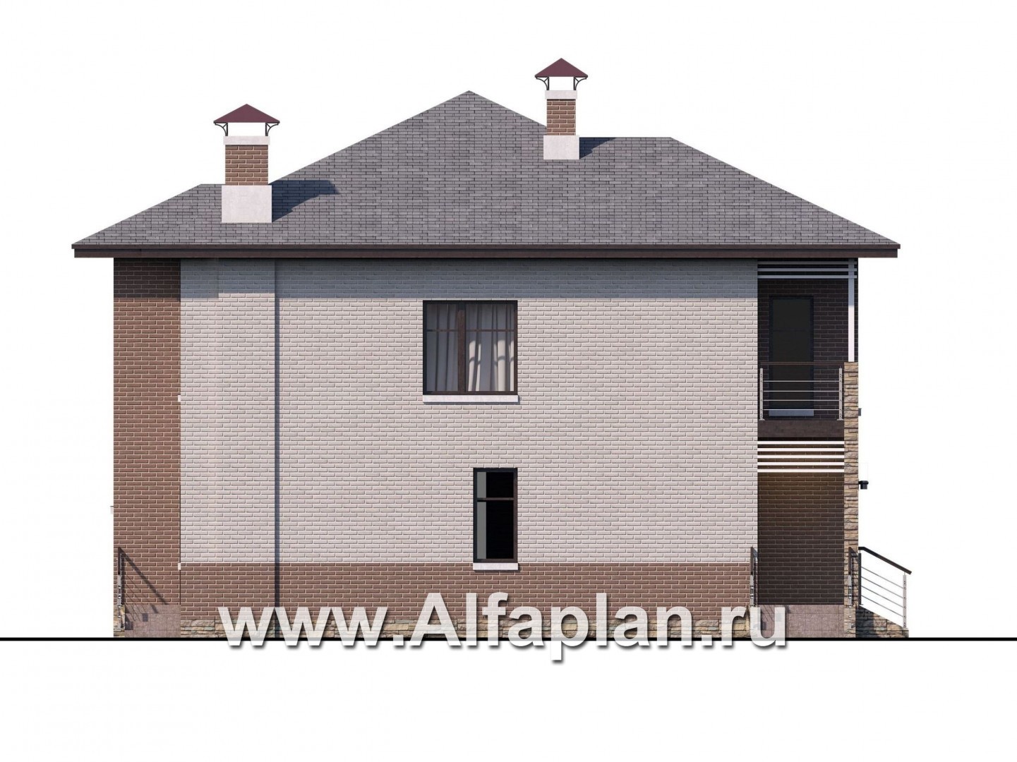 Проекты домов Альфаплан - «Печора» - стильный двухэтажный коттедж - изображение фасада №3