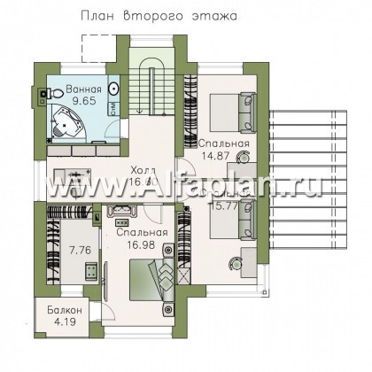 «Печора» - проект двухэтажного дома, в современном стиле, планировка с сауной и с террасой - превью план дома