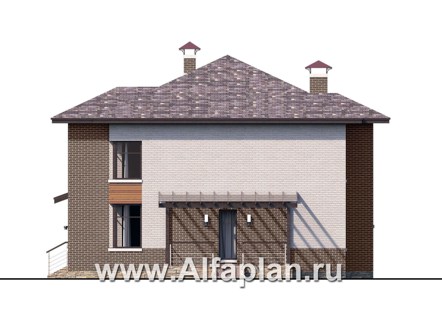 Проекты домов Альфаплан - Стильный двухэтажный коттедж со вторым светом - изображение фасада №2