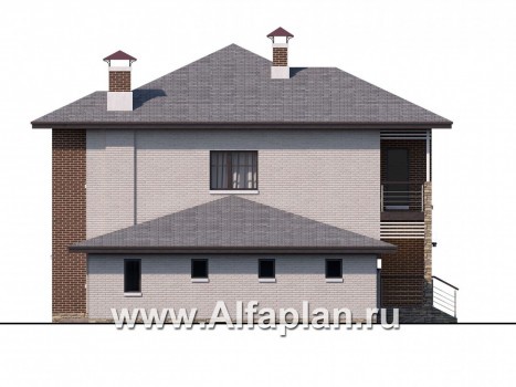 Проекты домов Альфаплан - «Печора» - стильный двухэтажный коттедж с гаражом - превью фасада №3