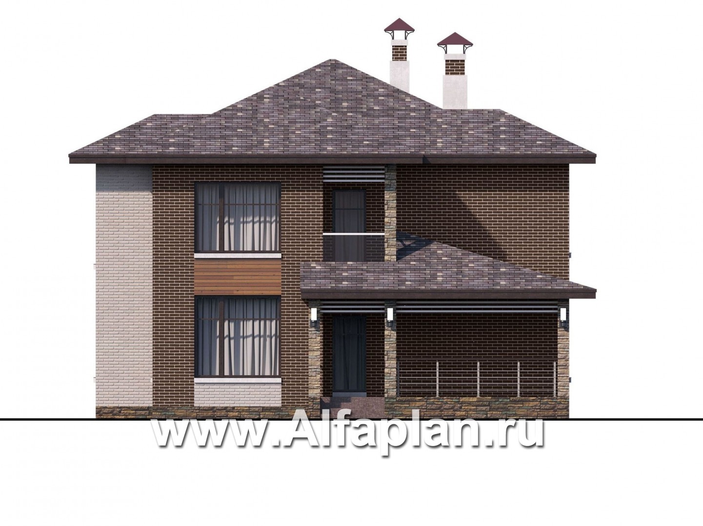 Проекты домов Альфаплан - «Эридан» - красивый проект двухэтажного дома, с террасой, в современном стиле - изображение фасада №4