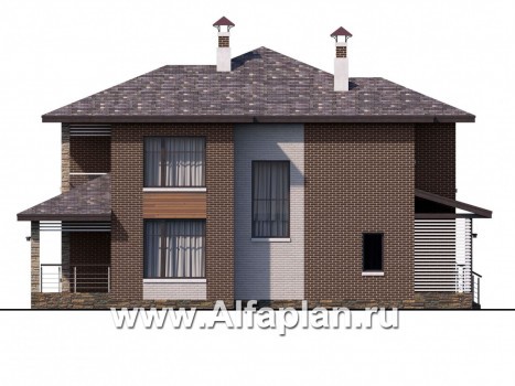 Проекты домов Альфаплан - «Эридан» - красивый проект двухэтажного дома, с террасой, в современном стиле - превью фасада №3