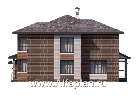 Проекты домов Альфаплан - «Эридан» - современный стильный дом с террасой и гаражом - превью фасада №2