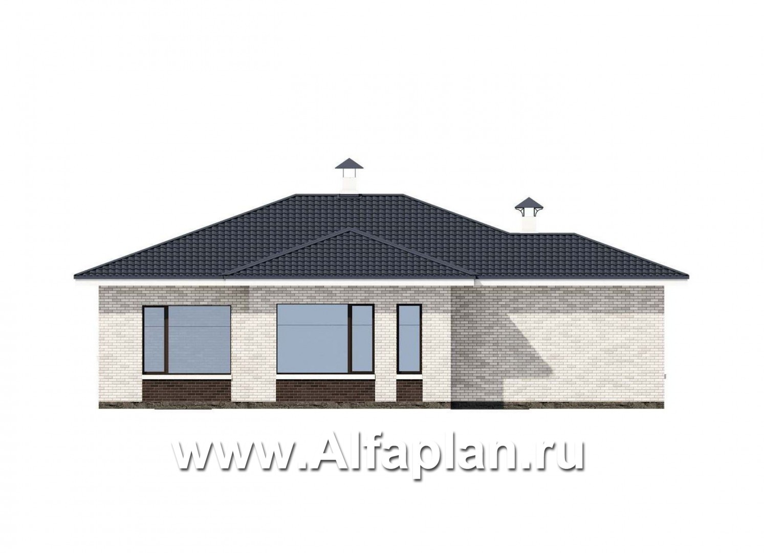 Проекты домов Альфаплан - «Эрато» - современный одноэтажный коттедж с террасой - изображение фасада №4