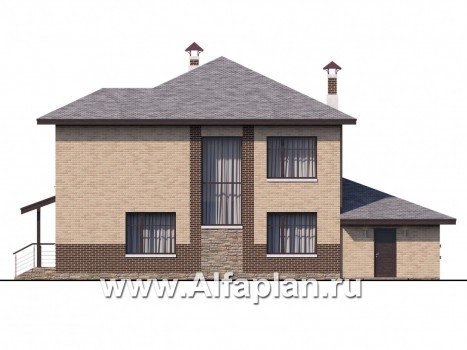 Проекты домов Альфаплан - «Статус» - современный комфортный дом с гаражом и террасой - превью фасада №4
