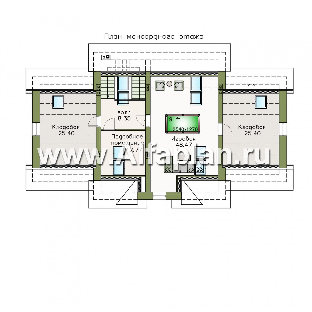 Проекты домов Альфаплан - «Богема» — эксклюзивное классическое поместье с бассейном - план проекта №3