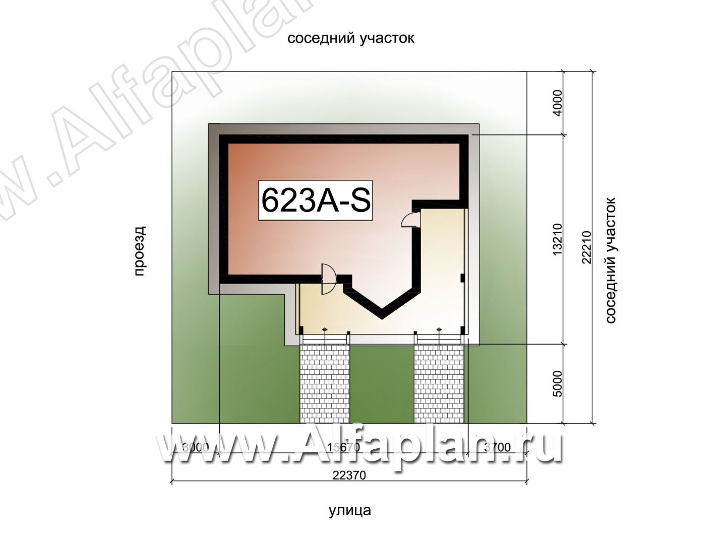 «Яркий мир» - проект одноэтажного дома, с панорамным эркером, с просторной террасой, в современном стиле - дизайн дома №11