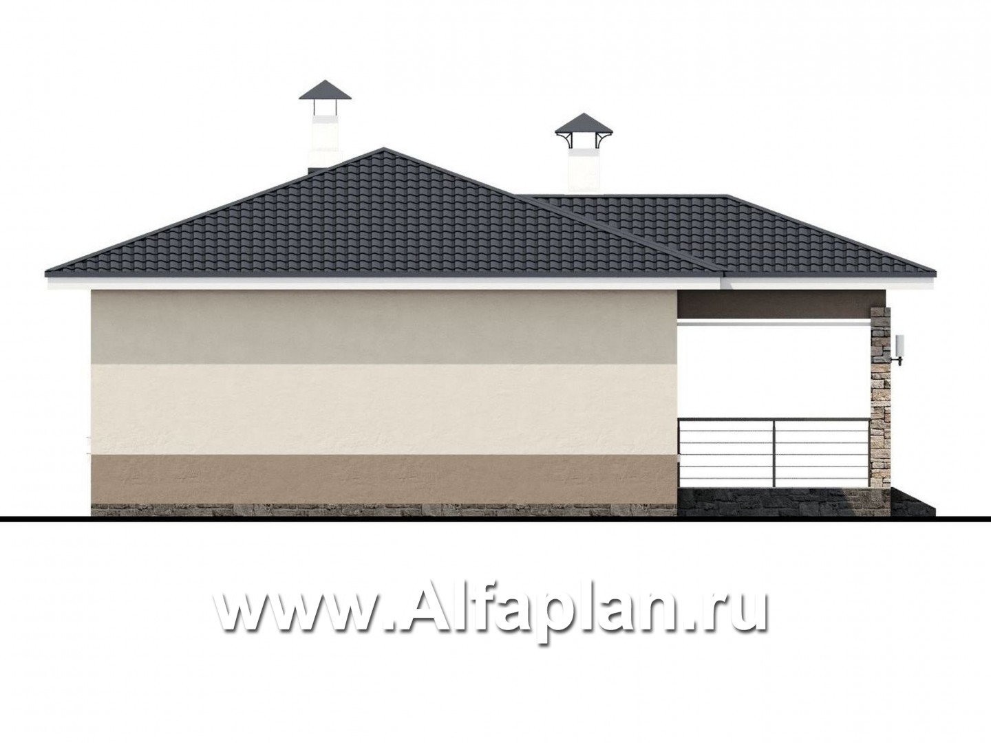 Проекты домов Альфаплан - «Мелета» - компактный и уютный одноэтажный дом с двумя спальнями - изображение фасада №4