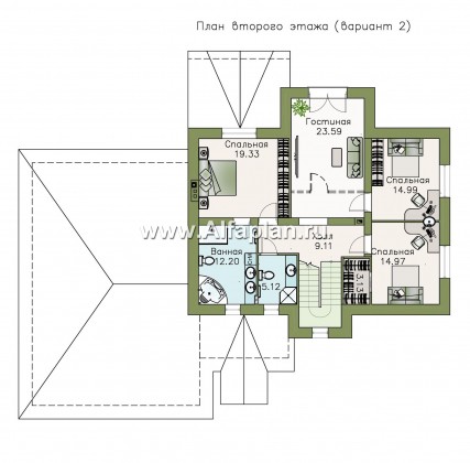 Проекты домов Альфаплан - «Ясная поляна»- коттедж для большой семьи с гаражом на два автомобиля - превью плана проекта №3