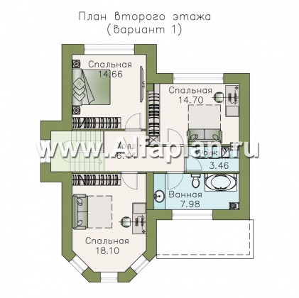 Проекты домов Альфаплан - «Веста» - небольшой дом с отличной планировкой  - превью плана проекта №2