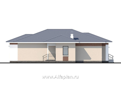 Проекты домов Альфаплан - «Калипсо» - комфортабельный одноэтажный дом с большим гаражом - превью фасада №3