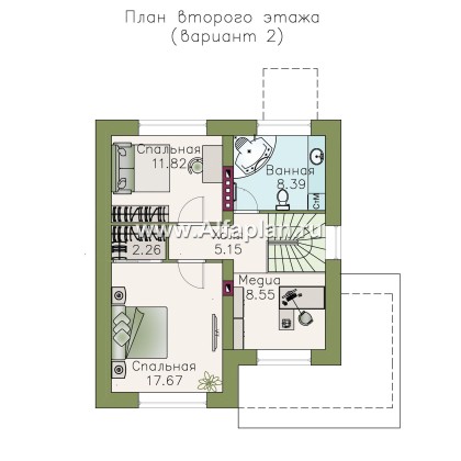 «Оптима»- проект двухэтажного дома, в современном стиле, удобный план - превью план дома