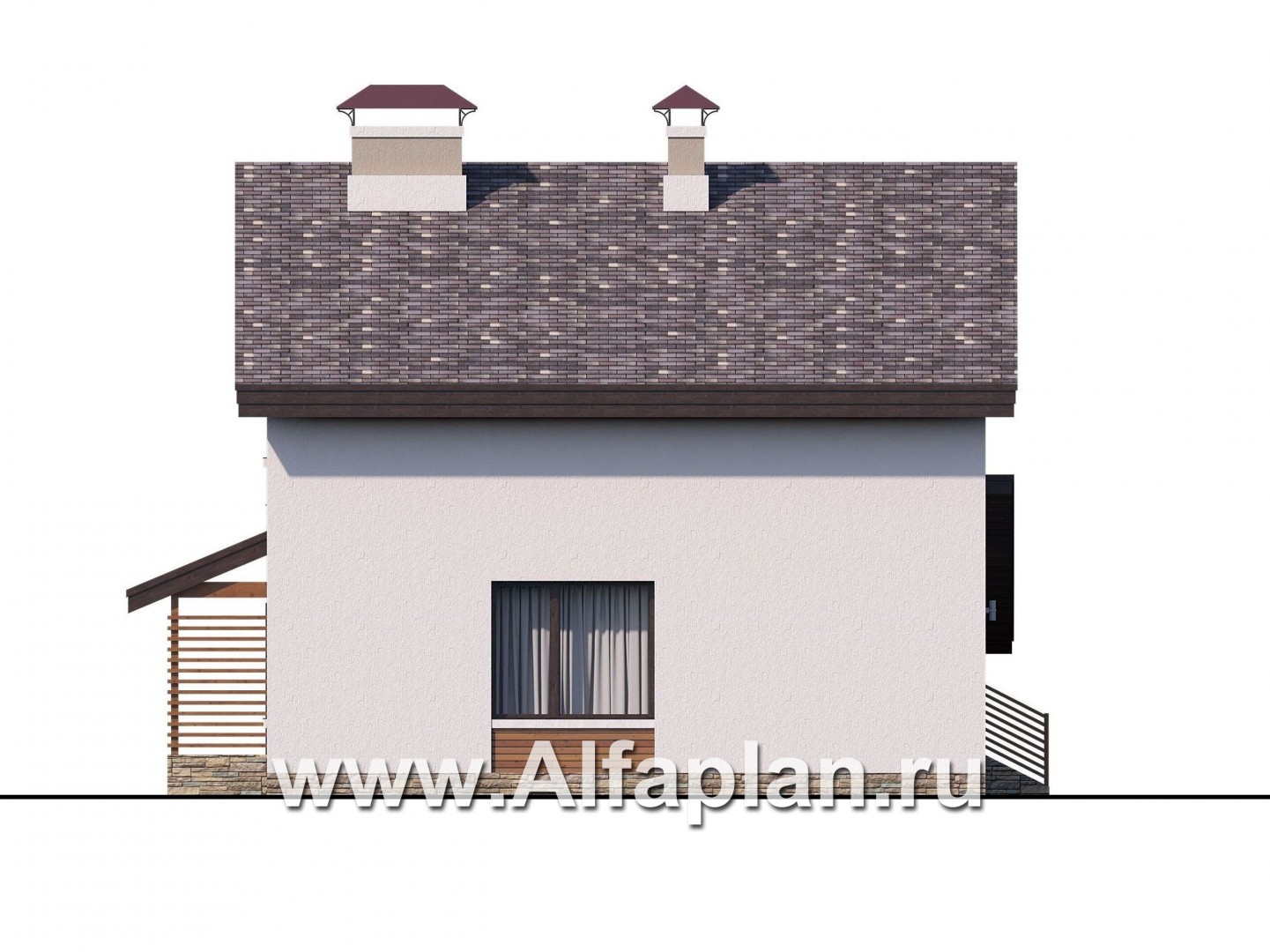 Проекты домов Альфаплан - «Оптима»- проект двухэтажного дома, в современном стиле, с  навесом на 1 авто, удобный план - изображение фасада №3
