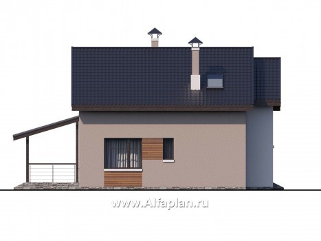 «Рациональ» - проект коттеджа с мансардой, с террасой и с балконом, с двускатной кровлей - превью фасада дома