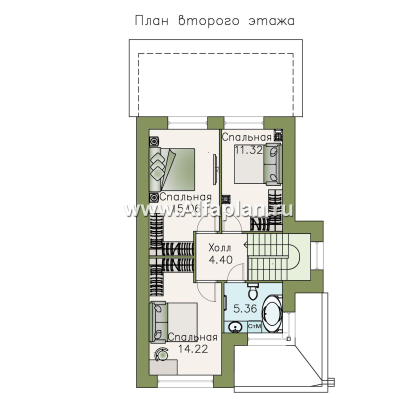 «Арс» - проект двухэтажного дома с плоской кровлей, в стиле хай-тек, для узкого участка - превью план дома