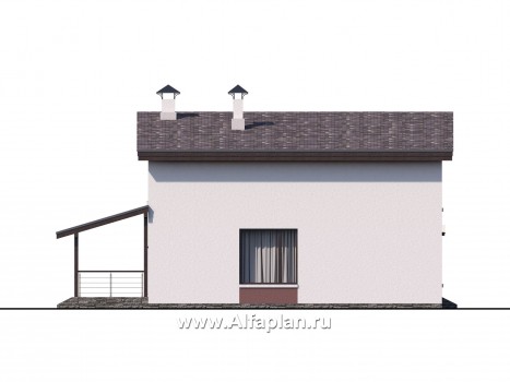 Проекты домов Альфаплан - «Арс» - проект двухэтажного дома, с террасой и с балконом,  односкатная крыша, для узкого участка - превью фасада №3