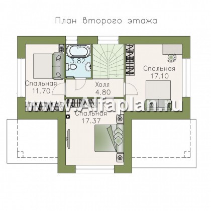 «Каменка» - проект двухэтажного дома из газобетона, с террасой - превью план дома