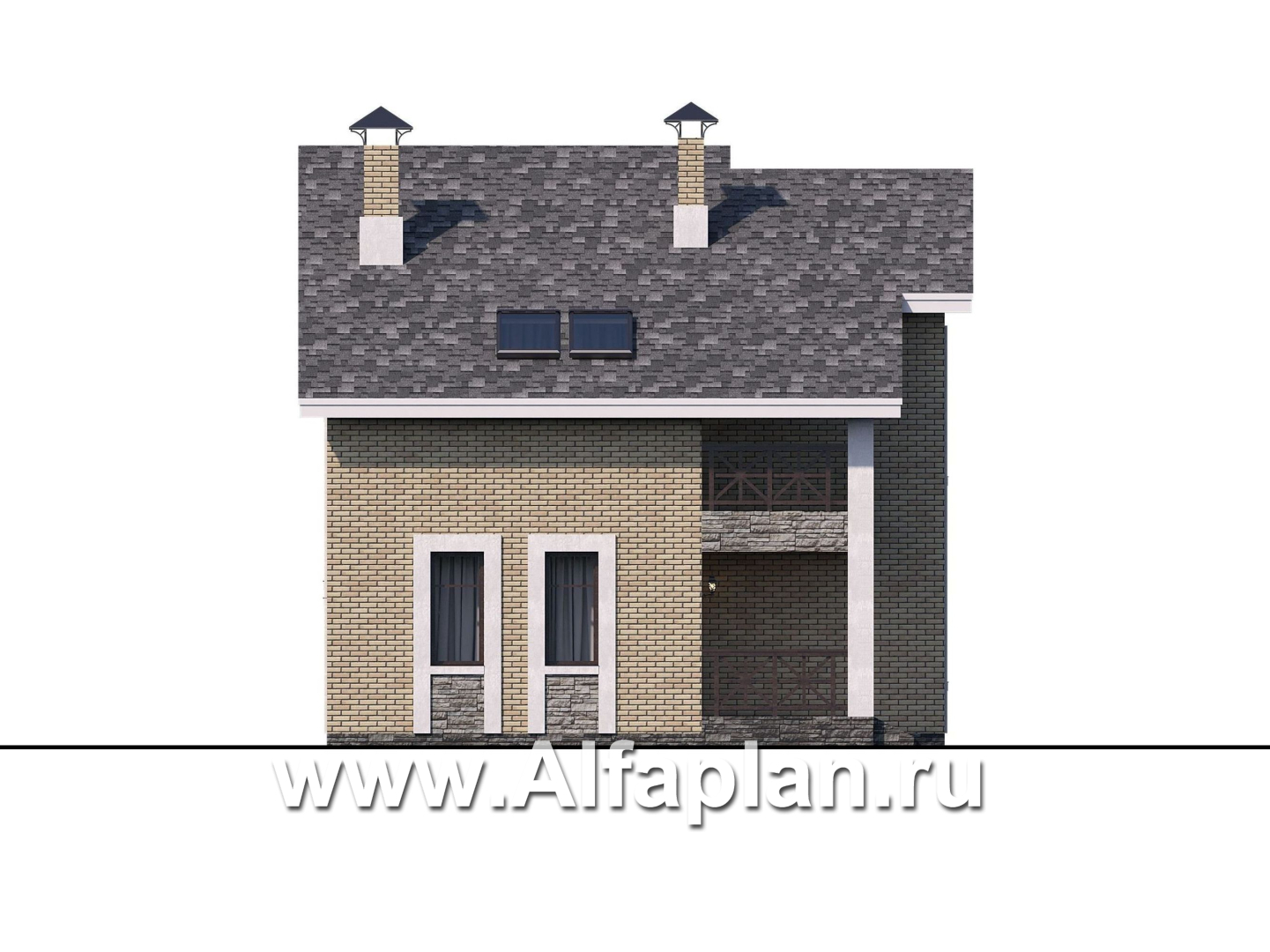 Проекты домов Альфаплан - «Ижора» - небольшой классический дом с двускатной кровлей - изображение фасада №3