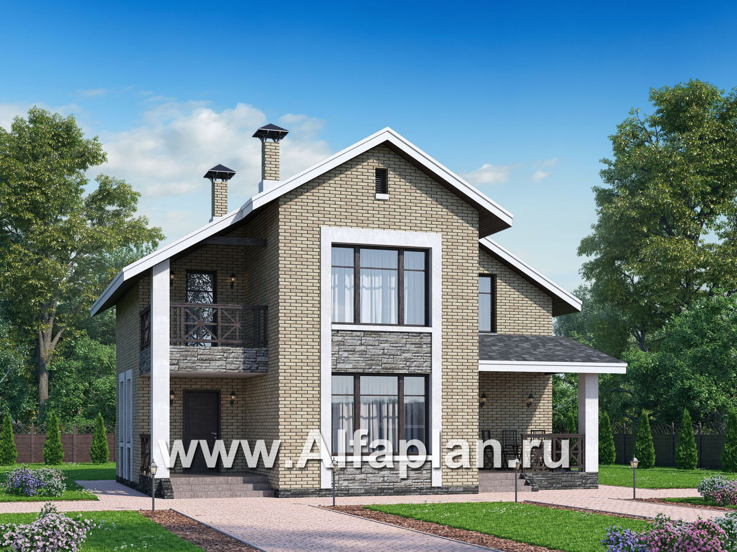 Проекты домов Альфаплан - «Ижора» - небольшой классический дом с двускатной кровлей - дополнительное изображение №1