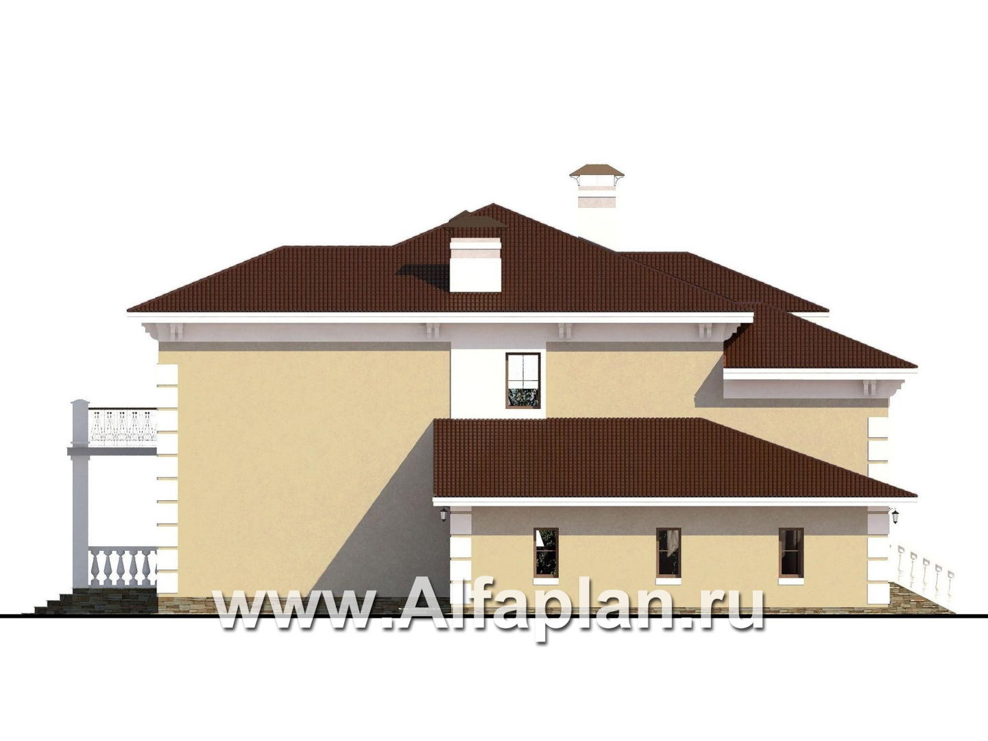 Проекты домов Альфаплан - «Привилегия» - элегантный коттедж с большим гаражом и террасой - изображение фасада №3