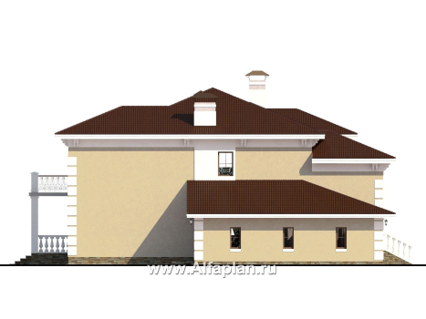 Проекты домов Альфаплан - «Привилегия» - элегантный коттедж с большим гаражом и террасой - превью фасада №3