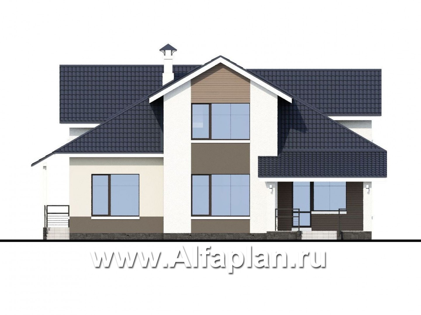 Проекты домов Альфаплан - «Кластер Персея» - дом с двумя жилыми комнатами на 1 эт и с мансардой - изображение фасада №4