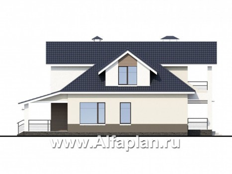 Проекты домов Альфаплан - «Кластер Персея» - дом с двумя жилыми комнатами на 1 эт и с мансардой - превью фасада №3