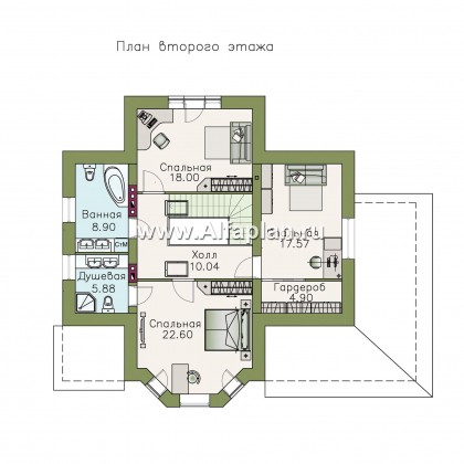 Проекты домов Альфаплан - «Клио» - классический коттедж с красивым эркером - превью плана проекта №2