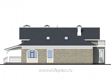 Проекты домов Альфаплан - «Валдай»- мансардный дом с красивым эркером и террасой - превью фасада №3