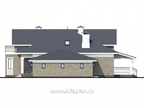 Проекты домов Альфаплан - «Валдай» - мансардный дом с гаражом и красивым эркером - превью фасада №2