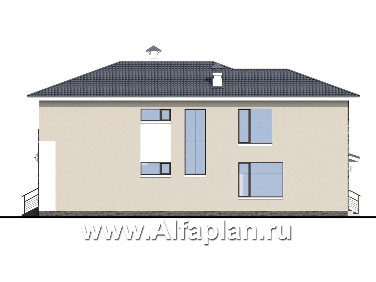 Проекты домов Альфаплан - «Выбор русалки» - современный комфортабельный дом с большим гаражом - изображение фасада №2