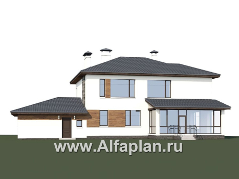 «Прайд» - проект современного двухэтажного дома, мастер спальня, с террасой и сауной, гараж на 2 авто - превью дополнительного изображения №2