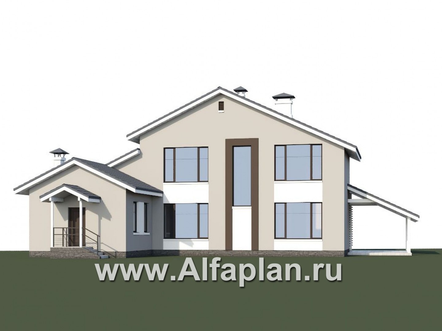 Проекты домов Альфаплан - «Альтернатива Хиггса» - современный дом с красивой верандой - дополнительное изображение №1
