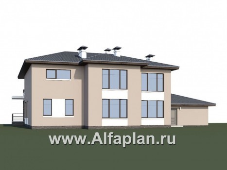 Проекты домов Альфаплан - «Семь звезд» - современный коттедж с панорамными окнами и гаражом - превью дополнительного изображения №1