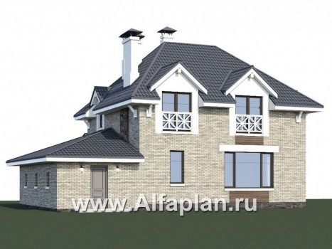 Проекты домов Альфаплан - «Медея» - компактный дом с верандой на главном фасаде - превью дополнительного изображения №1