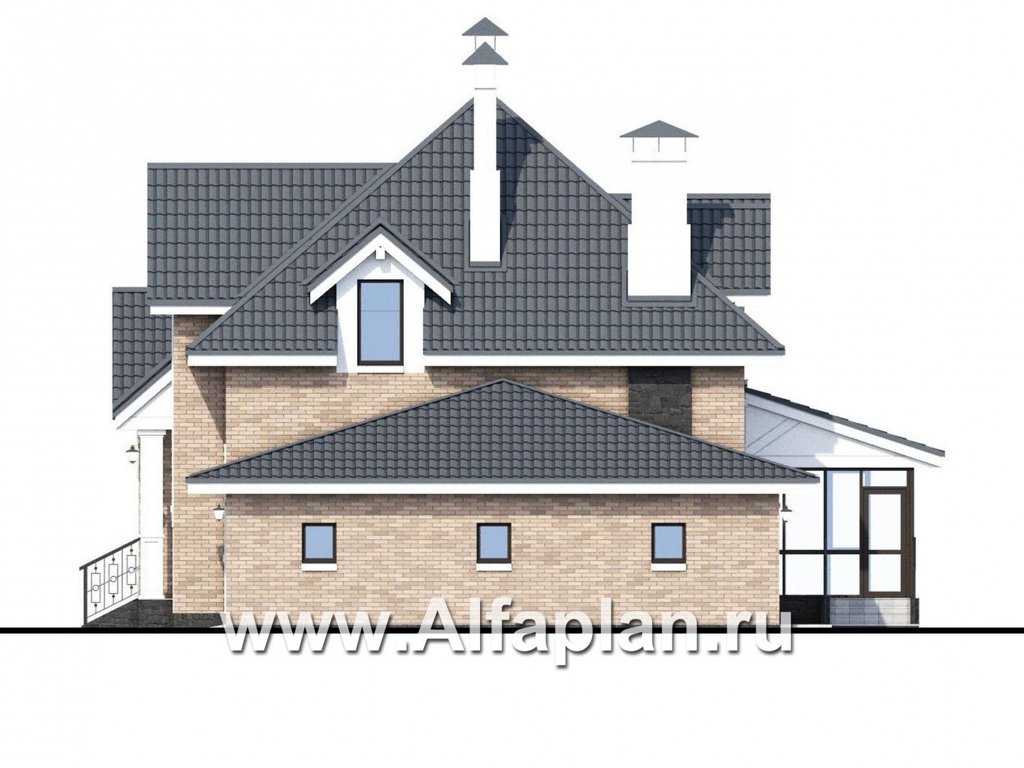 Проекты домов Альфаплан - «Лас Флорес» - романтический коттедж оптимальной площади с гаражом - изображение фасада №2