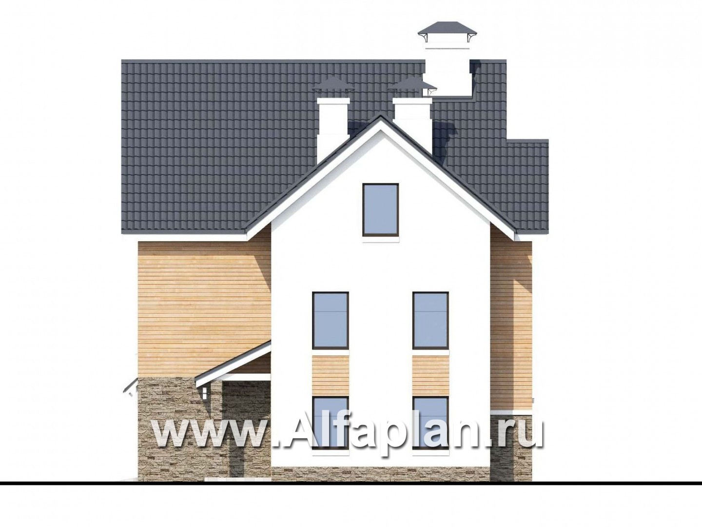 Проекты домов Альфаплан - «Сапфир» - трехэтажный дом с большим гаражом для маленького участка - изображение фасада №2