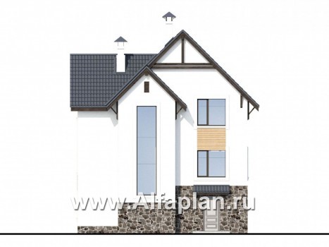 Проекты домов Альфаплан - «Фея снов» - трехэтажный дом с гаражом, террасой и лоджией - превью фасада №4