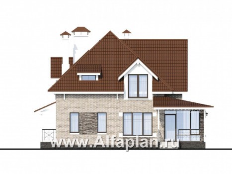 Проекты домов Альфаплан - «Галант» - небольшой мансардный дом с удобной верандой - превью фасада №3