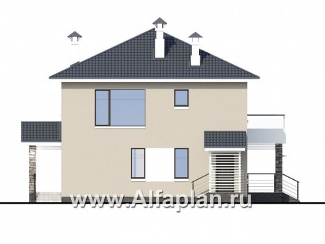 Проекты домов Альфаплан - «Belissimo» - современный двухэтажный дом с удобной верандой - превью фасада №4