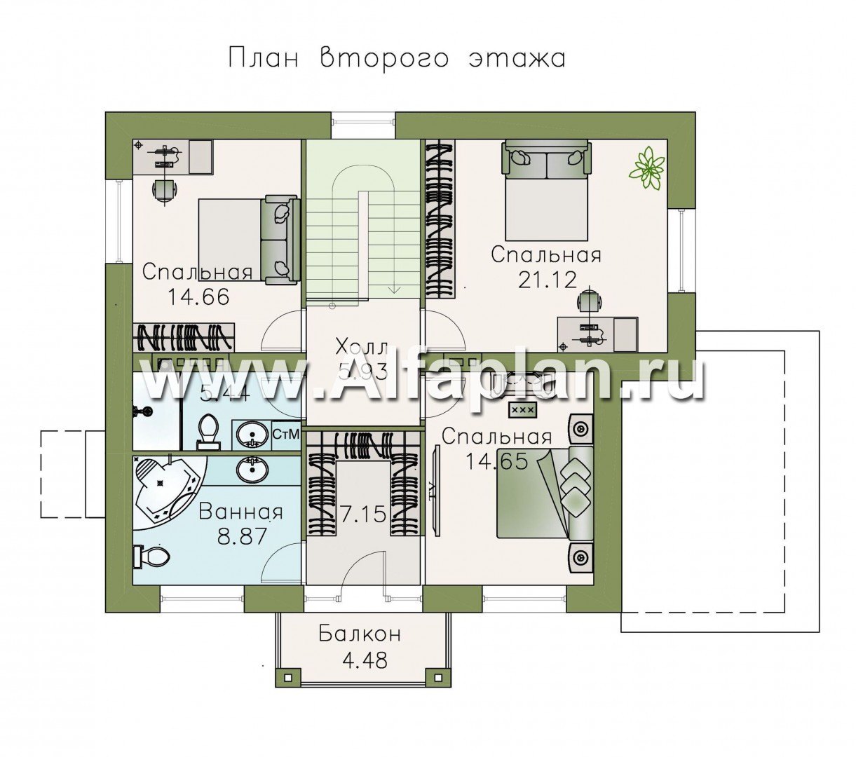 Проекты домов Альфаплан - Респектабельный коттедж с большой остекленной верандой - изображение плана проекта №2