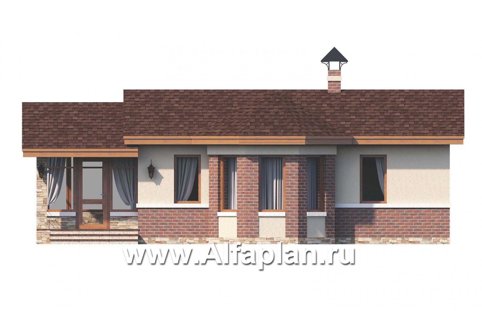 Проекты домов Альфаплан - Удобная современная баня с верандой - изображение фасада №1