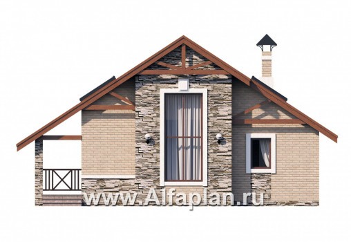 Проекты домов Альфаплан - Дом для отдыха (баня) с жилой мансардой - превью фасада №1