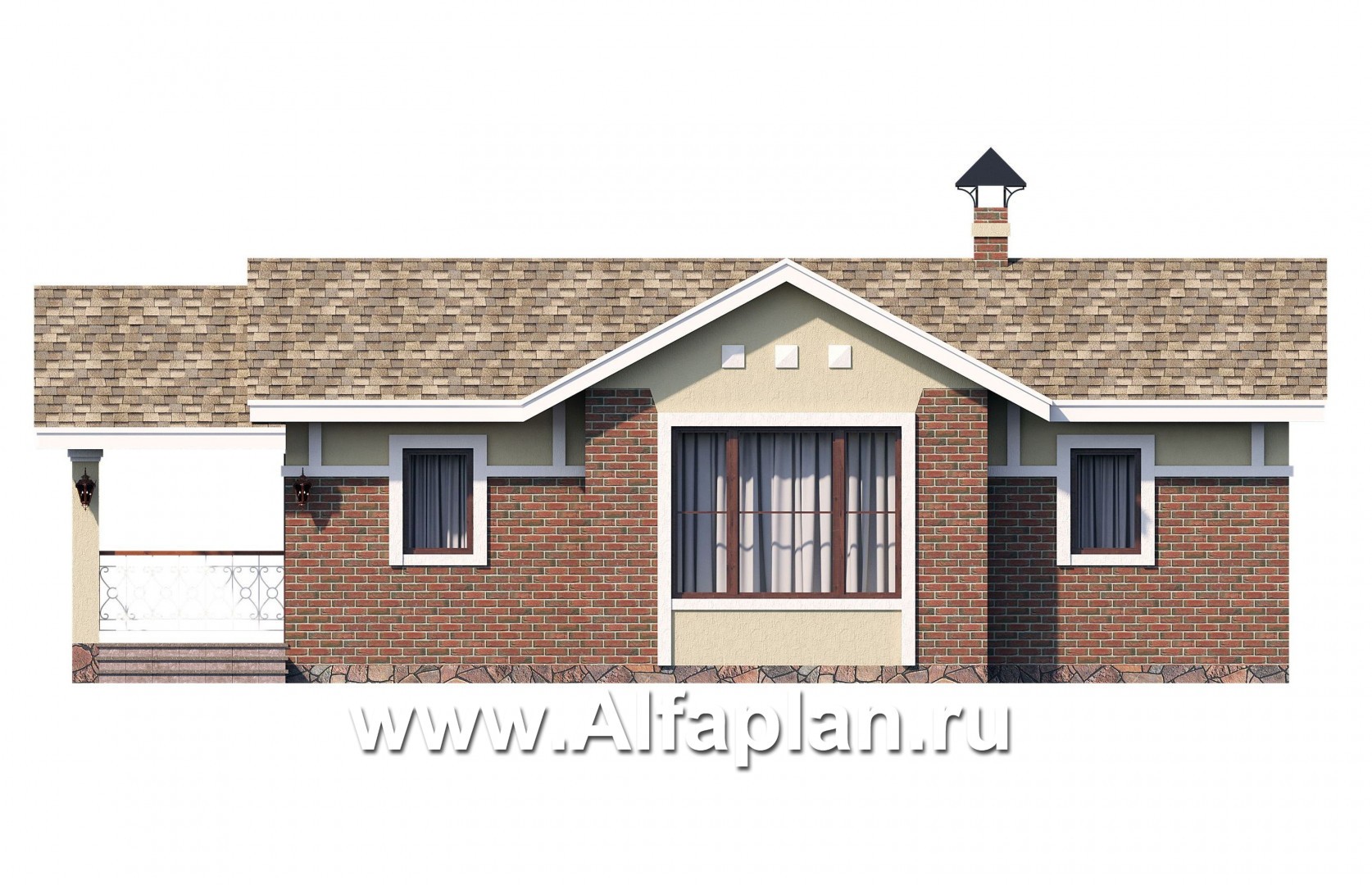 Проекты домов Альфаплан - Дом для отдыха(баня) с уютным крыльцом - изображение фасада №1