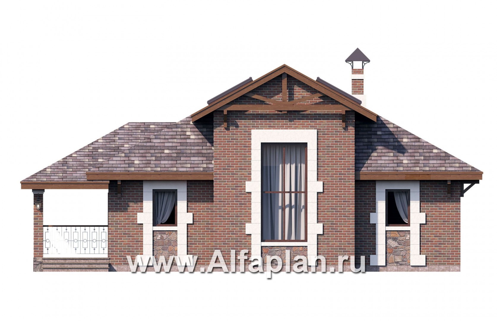 Проекты домов Альфаплан - Дом для отдыха (баня) с комнатой в мансарде - изображение фасада №1
