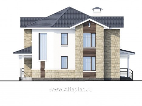 Проекты домов Альфаплан - NotaBene - компактный проект с оригинальным планом - превью фасада №2