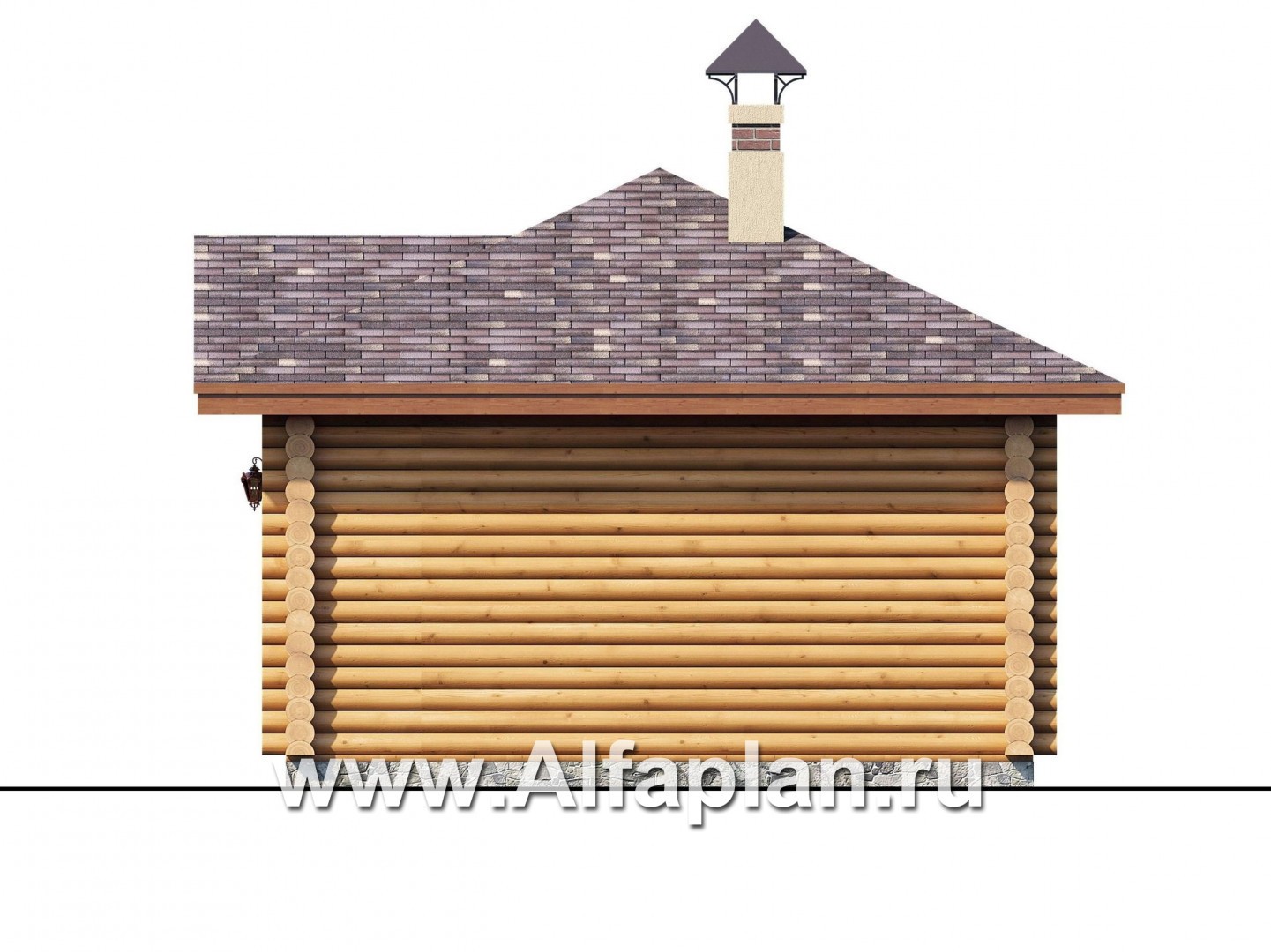 Проекты домов Альфаплан - Баня из бревен с террасой для небольшого участка - изображение фасада №2