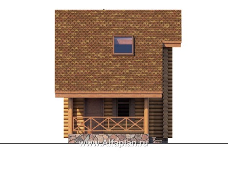 Проекты домов Альфаплан - Баня из бревен с гостевой спальной комнатой в мансарде - превью фасада №3