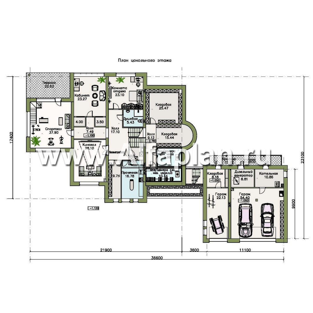 Проекты домов Альфаплан - Эксклюзивный проект виллы со вспомогательным домом и гаражом - изображение плана проекта №1